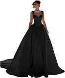 Spaghetti Straps Satin Wedding Dress for Bride 2027 A Line V Neck Bridal Gowns with Train