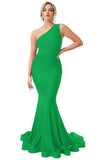 Womens One Shoulder Mermaid Bridesmaid Dresses for Wedding Long Tight Ruched Prom Dresses Evening Formal Gowns