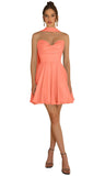 Strapless Homecoming Dresses for Teens 2026 Chiffon Short Prom Dress with Scarf A-line Pleated Cocktail Party Gown
