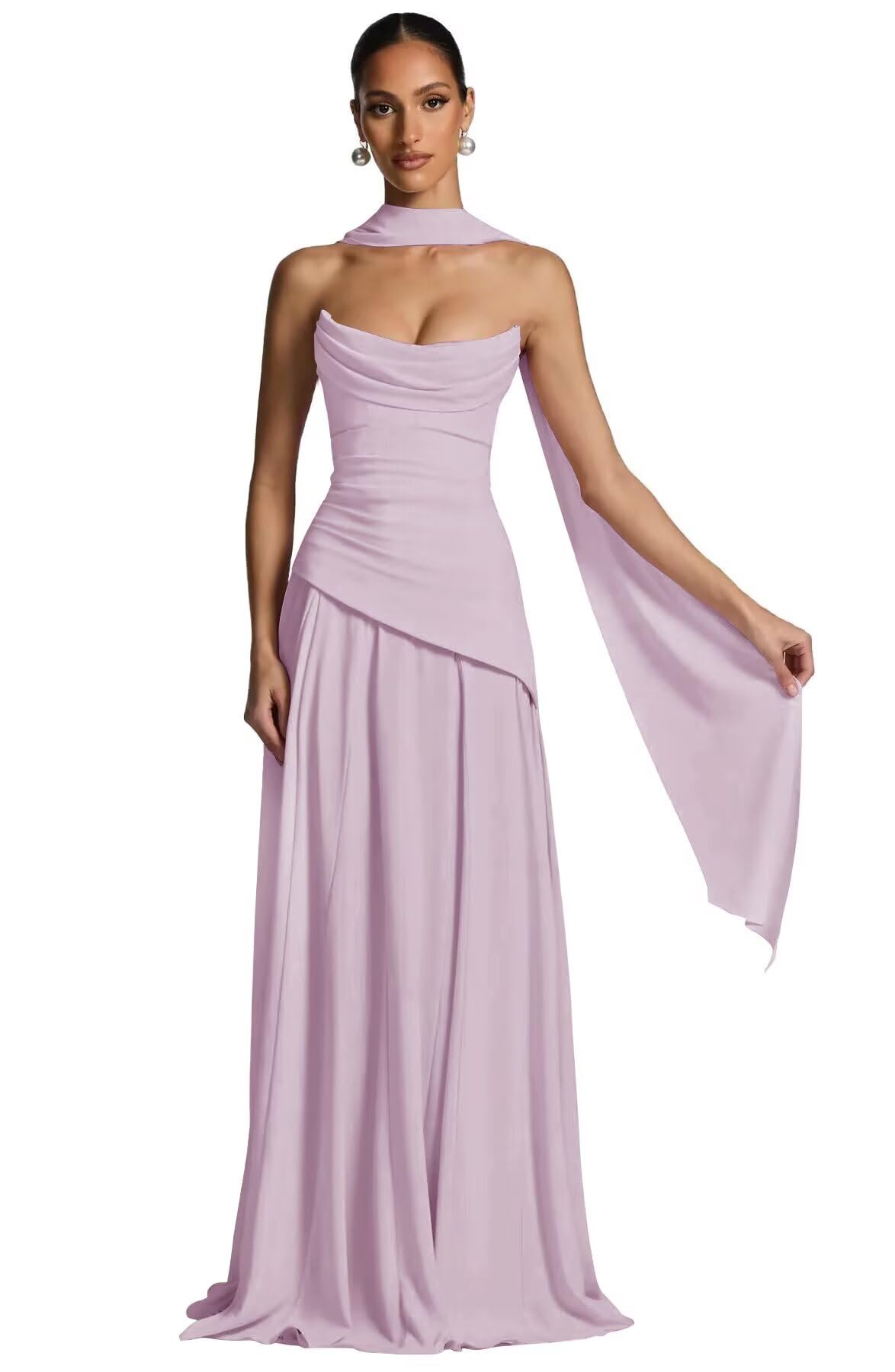 Kingbridal Strapless Bridesmaid Dresses with Scarf 2026 Long A-line Prom Formal Dress