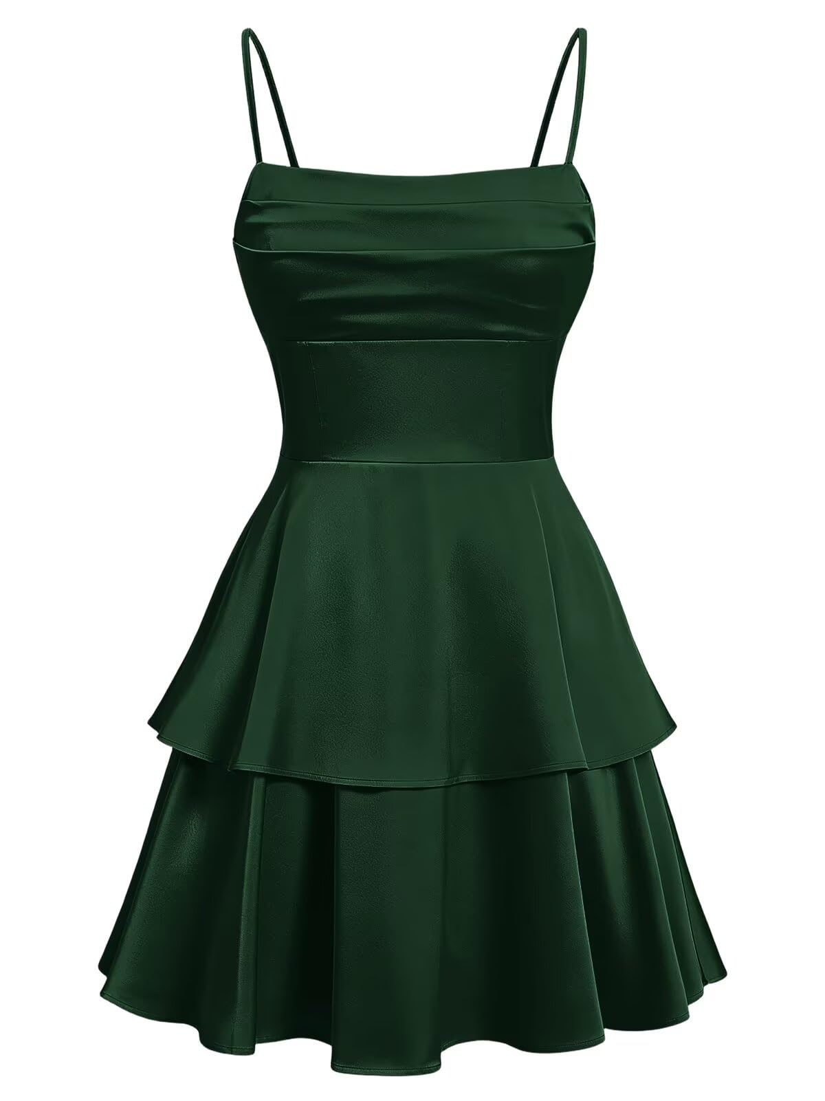 Tiered Satin Homecoming Dresses for Teens Short A Line Tight Spaghetti Strap Formal Cocktail Party Gown 2026