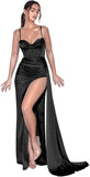 Spaghetti Straps Mermaid Prom Dresses Long Ball Gown 2025 Corset Sexy Slit Pleat Formal Evening Gowns