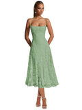 Lace Jacquard Bridesmaid Dresses for Women 2027 Spaghetti Straps Ruffle Formal Wedding Guest Dress Formal Evening Dress