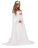 Kingbridal Pearl Tulle Maternity Dress for Photoshoot Long Puffy Sleeve Pregnancy Gown