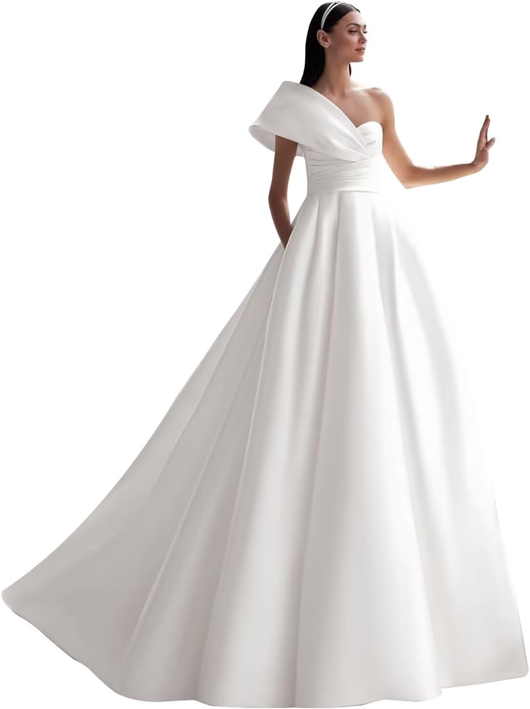 Kingbridal Gowns Lace Appliques Wedding Dresses for Bride Long V Neck Tulle Chiffon A-line Sleeveless Bridal Ball Gown for Women