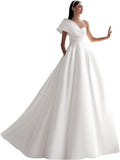 Kingbridal Gowns Lace Appliques Wedding Dresses for Bride Long V Neck Tulle Chiffon A-line Sleeveless Bridal Ball Gown for Women