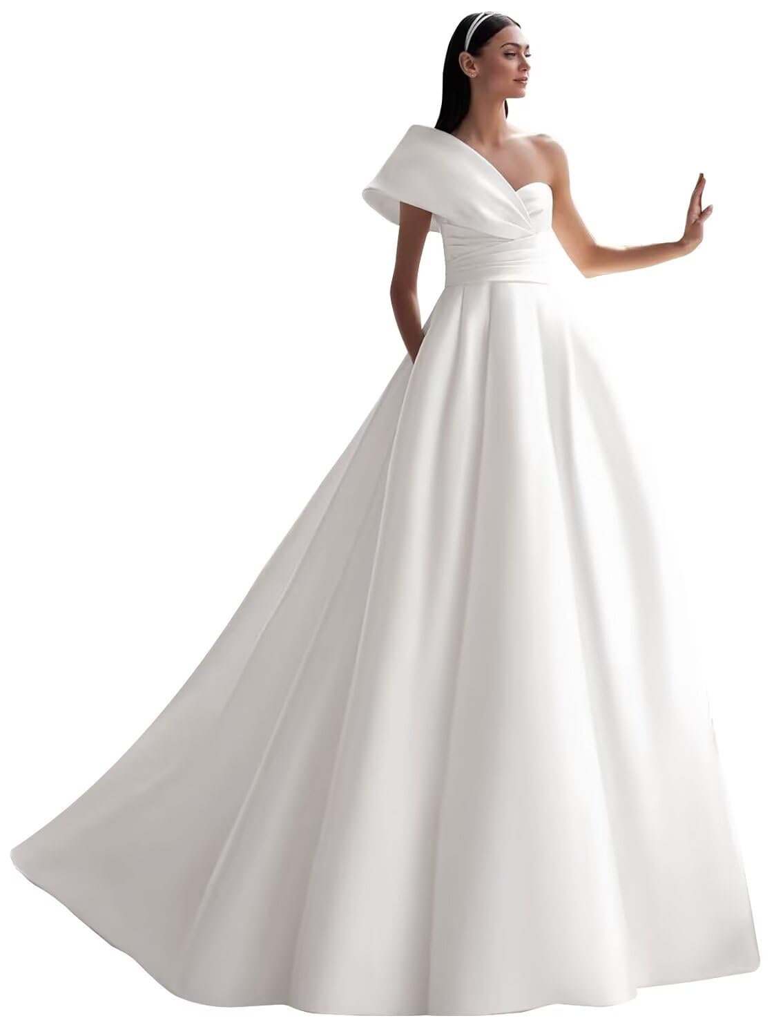 Kingbridal Gowns Lace Appliques Wedding Dresses for Bride Long V Neck Tulle Chiffon A-line Sleeveless Bridal Ball Gown for Women