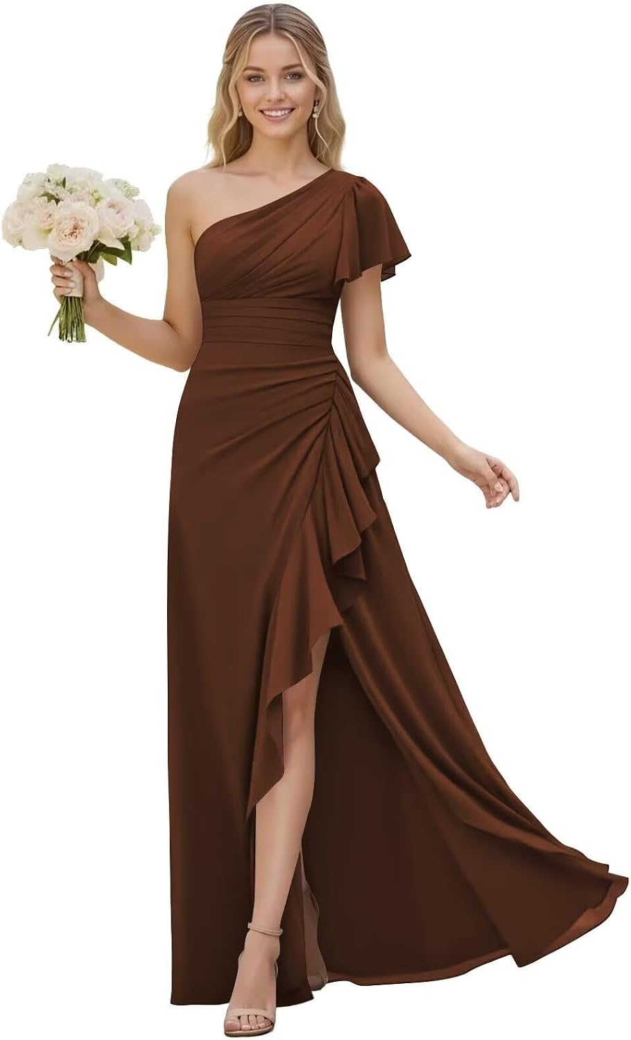 One Shoulder Chiffon Bridesmaid Dresses for Women 2026 A-line Formal Dress