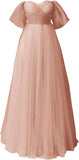 Glitter Tulle Prom Dresses Off The Shoulder Sweetheart Puffy Long Evening Gowns for Women 2027