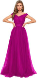 Schulterfreies Ballkleid, langes Ballkleid für Damen, A-Linie, Herzausschnitt, mehrlagiges Tüllkleid für Hochzeit, Abendparty 