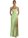 Kingbridal Mermaid Bridesmaid Dresses for Women Square Neck Formal Dress with Slit