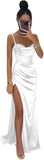 Women's Satin Prom Dresses 2025 Split Halter Mermaid Corset Beaded Formal Dresses Evening Gowns