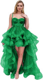 Spaghetti Cocktail Party Dress for Women High-Low Ruffled Summer Dress Long Trailing Prom Ball Gown