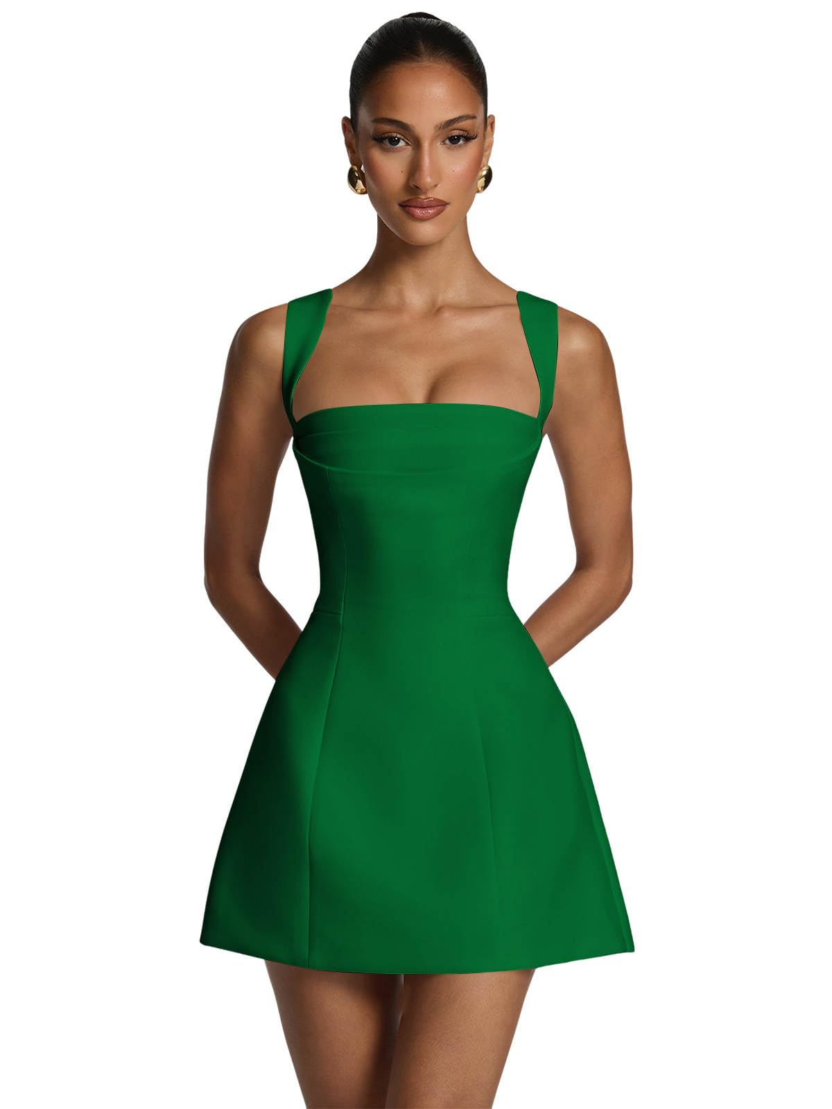 Satin Homecoming Dresses for Teens Square Neck Short Prom Dress Pleated A Line Corset Mini Cocktail Party Gown