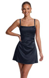 Satin Homecoming Dresses for Teens 2026 Spaghetti Straps Short Prom Dress A-line Pleated Cocktail Party Gowns