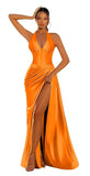 Halter Satin Prom Dresses for Women 2027 Long Mermaid Corset Formal Dress Pleated Evening Party Gowns with Slit