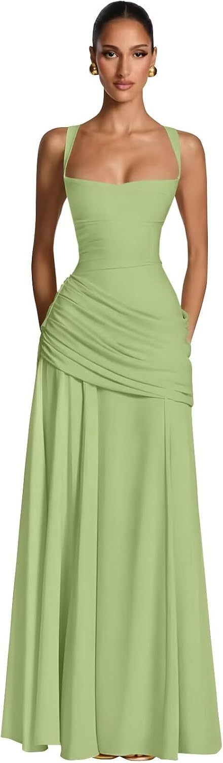 Kingbridal Spaghetti Straps Chiffon Bridesmaid Dresses for Women A-Line Formal Dress