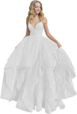 Women's Sparkly Tulle Prom Dress 2023 Long Ball Gown Spaghetti Straps Quinceanera Dress