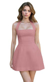Satin Halter Homecoming Dresses for Teens Short Prom Dress 2027 Mini Formal Evening Cocktail Gowns with Pockets