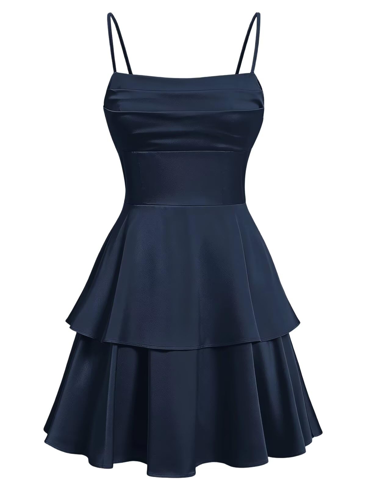 Tiered Satin Homecoming Dresses for Teens Short A Line Tight Spaghetti Strap Formal Cocktail Party Gown 2026