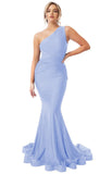 Womens One Shoulder Mermaid Bridesmaid Dresses for Wedding Long Tight Ruched Prom Dresses Evening Formal Gowns