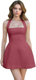 Satin Halter Homecoming Dresses for Teens Short Prom Dress 2027 Mini Formal Evening Cocktail Gowns with Pockets