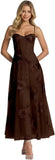 Floral Jacquard Tulle Prom Dresses Spaghetti Straps Formal Evening Party Dress Tea Length Gown