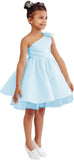 One Shoulder Flower Girl Dresses for Wedding Toddler Short Tutu Satin Tulle Girl Dress for Birthday Formal Party