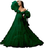 Womens Tulle Robe Maternity Dress for Photoshoot Off Shoulder Bridal Lingerie Maternity Gowns for Babyshower