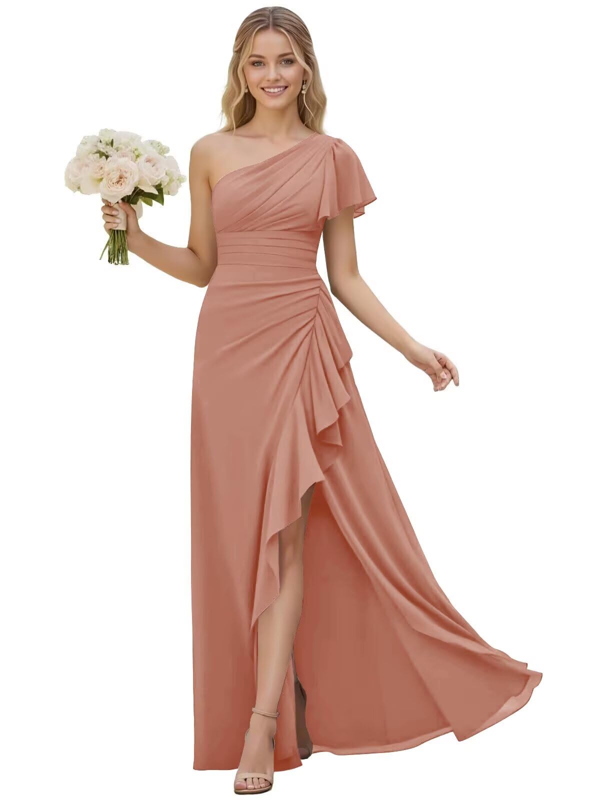 One Shoulder Chiffon Bridesmaid Dresses for Women 2026 A-line Formal Dress
