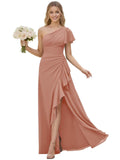 One Shoulder Chiffon Bridesmaid Dresses for Women 2026 A-line Formal Dress