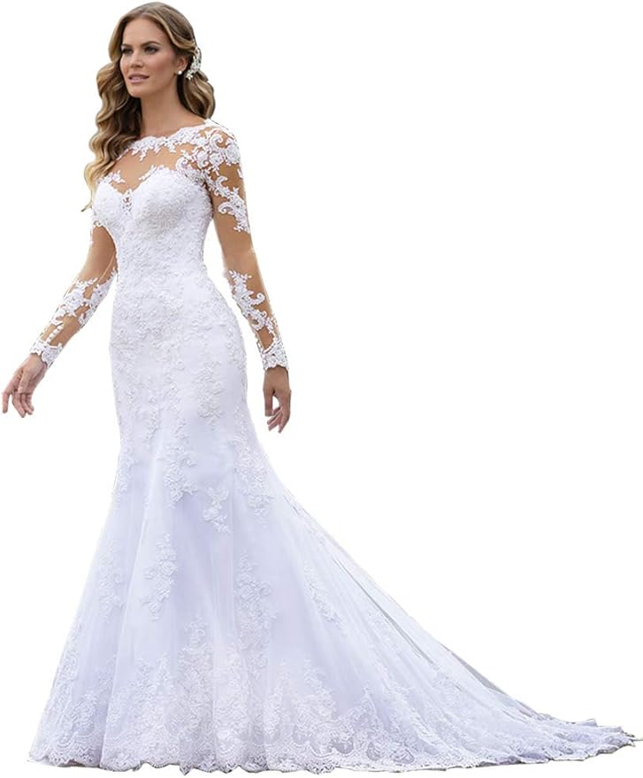 Vestidos de novia bohemios de encaje de manga larga para playa 2026 