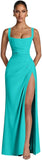 Kingbridal Mermaid Bridesmaid Dresses for Women Square Neck Formal Dress with Slit