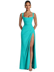 Kingbridal Mermaid Bridesmaid Dresses for Women Square Neck Formal Dress with Slit