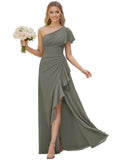 One Shoulder Chiffon Bridesmaid Dresses for Women 2026 A-line Formal Dress