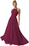 Women's Halter Bridesmaid Dresses Long Chiffon Formal Dresses Evening Party Dress 2026