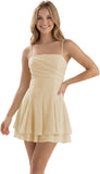 Spaghetti Straps Chiffon Homecoming Dresses for Teens Short 2026 Tiered Ruffle Square Neck Mini Cocktail Gowns