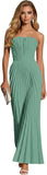 Women's Strapless Pleated Bridesmaid Dress Elegant Sweetheart Neck Formal Prom Gown for Wedding Guest