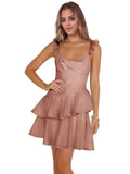 Jacquard Ruffles Homecoming Dresses for Teens Tight Short Prom Gowns Mini Formal Cocktail Party Dress
