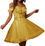 Sparkly Tulle Homecoming Dresses for Teens 2027 3D Flowers Cocktail Gowns Off Shoulder Short Prom Dresses