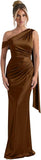 Kingbridal One Shoulder Bridesmaid Dresses for Women Mermaid Satin Formal Evening Maxi Dress