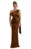 Kingbridal One Shoulder Bridesmaid Dresses for Women Mermaid Satin Formal Evening Maxi Dress