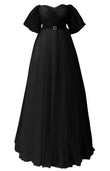 Glitter Tulle Prom Dresses Off The Shoulder Sweetheart Puffy Long Evening Gowns for Women 2027