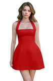 Satin Halter Homecoming Dresses for Teens Short Prom Dress 2027 Mini Formal Evening Cocktail Gowns with Pockets