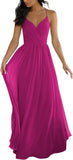 V Neck Bridesmaid Dresses for Women 2025 Long Chiffon Pleated A-line Spaghetti Strap Wedding Evening Prom Gown