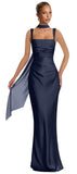 Mermaid Bridesmaid Dresses with Scarf 2027 Long Satin Spaghetti Straps Ruched Formal Evening Party Dress for Women