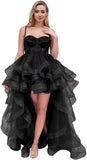Spaghetti Cocktail Party Dress for Women High-Low Ruffled Summer Dress Long Trailing Prom Ball Gown