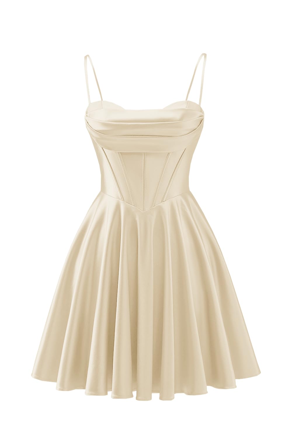 Spaghetti Straps Satin Homecoming Dresses for Teens Ruched Corset Short Prom Dresses 2026