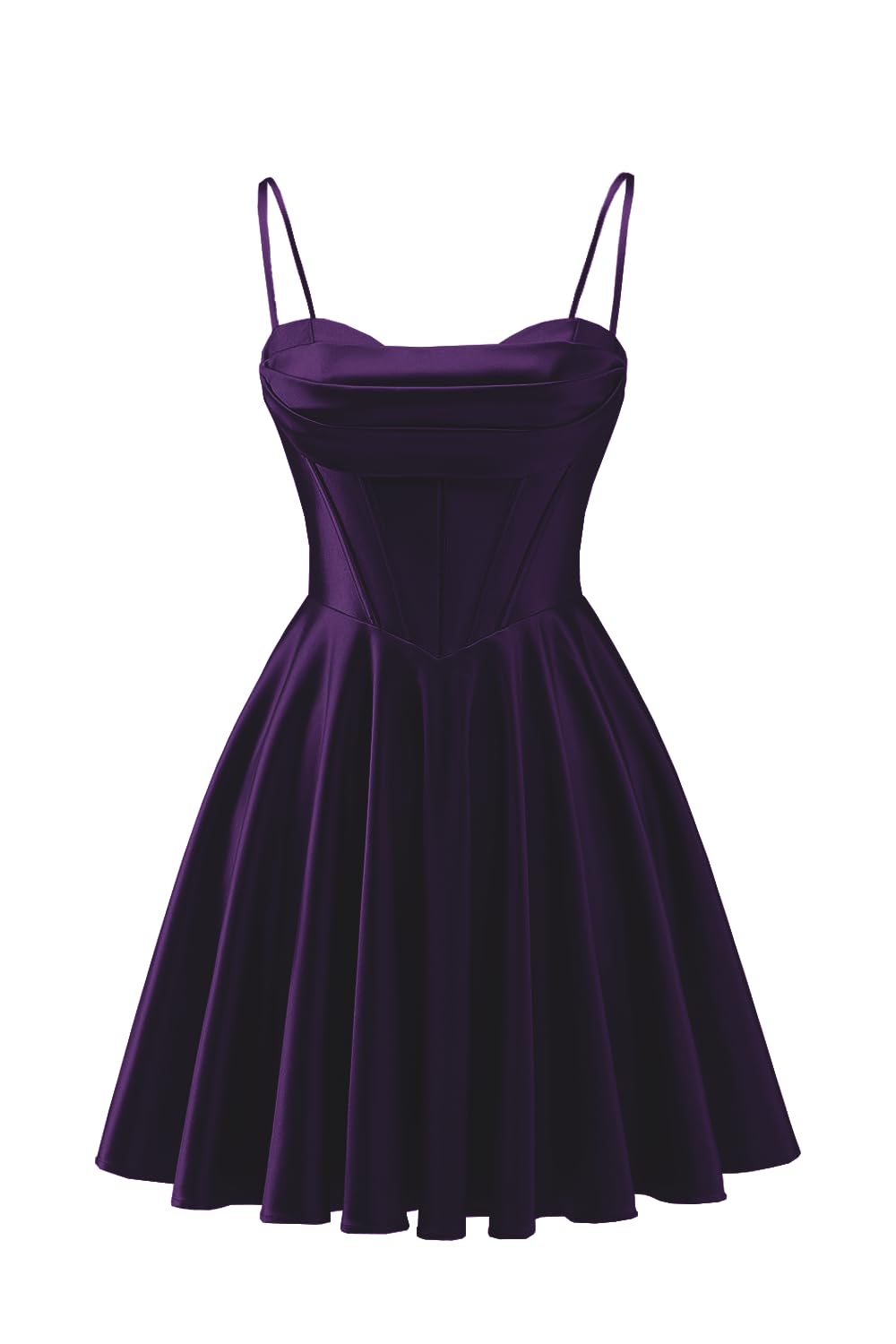 Spaghetti Straps Satin Homecoming Dresses for Teens Ruched Corset Short Prom Dresses 2026