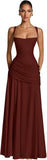 Kingbridal Spaghetti Straps Chiffon Bridesmaid Dresses for Women A-Line Formal Dress